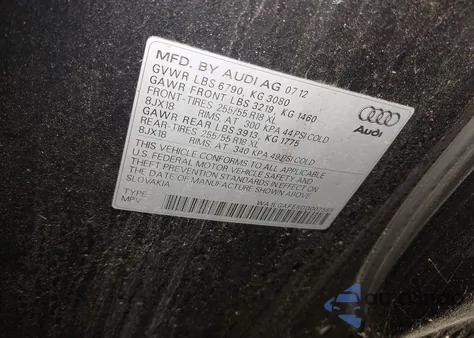 2013 Audi Q7 3.0T Premium from USA, damaged, VIN WA1LGAFE6DD002586